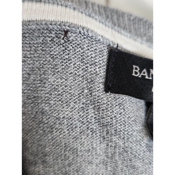 BANANA REPUBLIC Luxury Blend Silk Cashmere Striped Gray Crewneck Sweater M - Picture 7 of 8